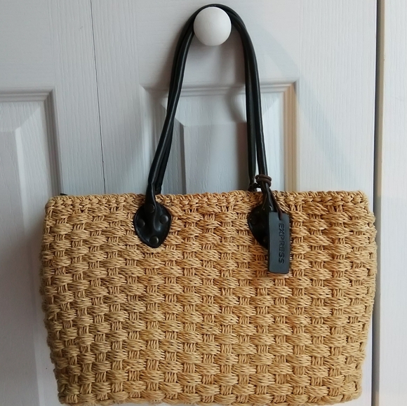 Express Handbags - Express Structured Straw Small Purse Woven